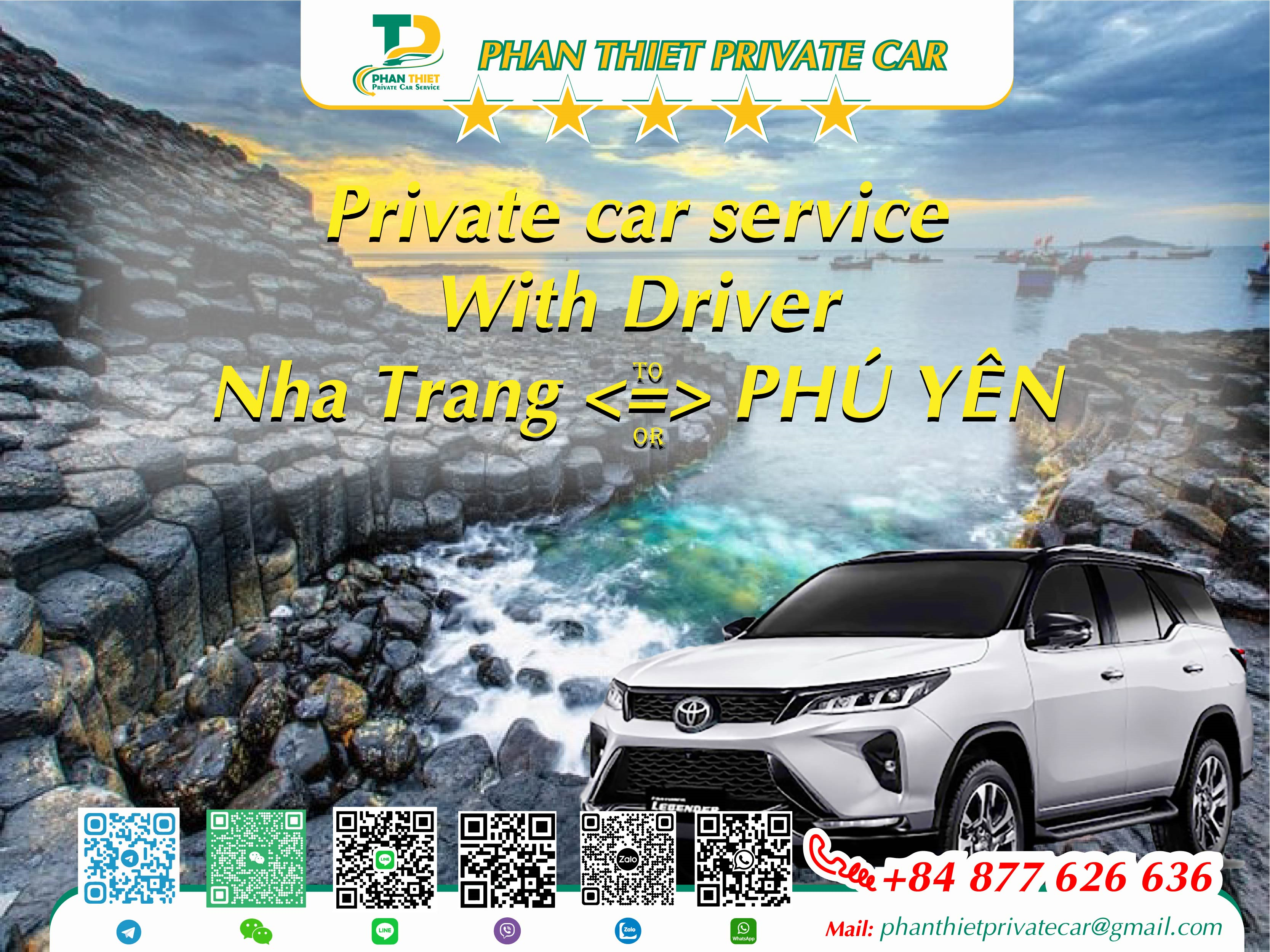 Car rental Nha Trang <=> Phu Yen (private car with driver)